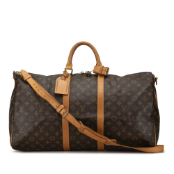 Louis Vuitton B Louis Vuitton Brown Monogram Canvas Canvas Monogram Keepall Bandouliere 55 France