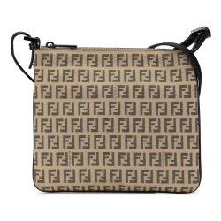 Fendi B Fendi Brown Beige Canvas Fabric Zucchino Crossbody Italy