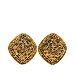 Chanel B Chanel Gold Gold Plated Metal CC Clip On Earrings France