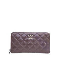 Chanel B Chanel Purple Patent Leather Leather CC Quilted Patent Zip Around Long Wallet Italy