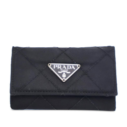 Prada AB Prada Black Nylon Fabric Tessuto Key Holder Italy