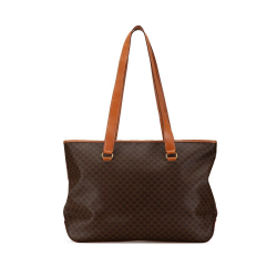 Celine B Celine Brown Coated Canvas Fabric Macadam Tote Italy