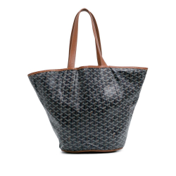 Goyard B Goyard Blue Dark Blue with White Coated Canvas Fabric Goyardine Reversible Belharra Tote France