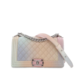 Chanel AB Chanel Multi Caviar Leather Leather Medium Quilted Caviar Rainbow Boy Flap Italy