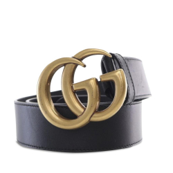 Gucci AB Gucci Black Calf Leather GG Marmont Belt Italy