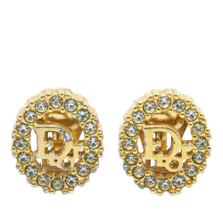 Christian Dior B Dior Gold Gold Plated Metal Rhinestones Clip-On Earrings France