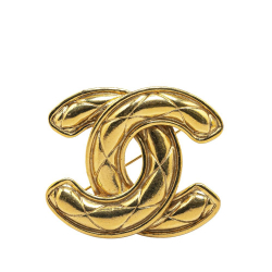 Chanel B Chanel Gold Gold Plated Metal CC Quilted Brooch France