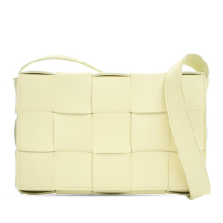 Bottega Veneta Yellow Lambskin Intrecciato Cassette Crossbody Italy