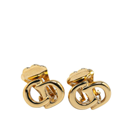 Christian Dior B Dior Gold Gold Plated Metal Gold-Tone CD Clip-On Earrings Italy