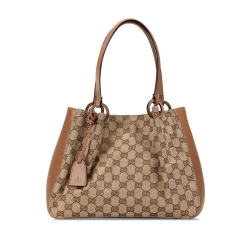 Gucci B Gucci Brown Beige Canvas Fabric GG Shoulder Bag Italy