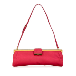 Miu Miu AB Miu Miu Red Satin Fabric Clutch with Strap Italy