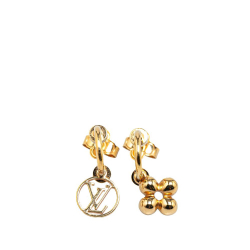 Louis Vuitton AB Louis Vuitton Gold Gold Plated Metal Blooming Push Back Earrings Italy