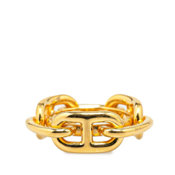 Hermès B Hermès Gold Gold Plated Metal Chaine d'Ancre Scarf Ring France