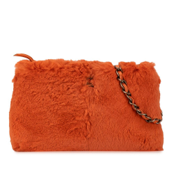 Chanel B Chanel Orange Fur Natural Material CC Crossbody Bag Italy