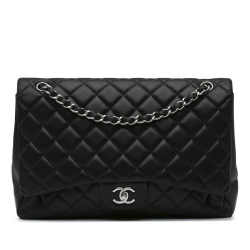 Chanel B Chanel Black Lambskin Leather Leather Maxi Classic Lambskin Single Flap Italy