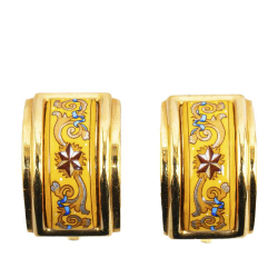 Hermès AB Hermès Yellow with Gold Enamel Other Cloisonne Clip On Earrings France