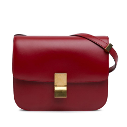 Celine B Celine Red Dark Red Calf Leather Medium Classic Box Italy