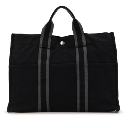 Hermès B Hermès Black Canvas Fabric Fourre Tout MM France