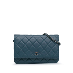 Chanel B Chanel Blue Dark Blue Lambskin Leather Leather Classic Lambskin Wallet on Chain Italy