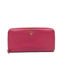 Prada B Prada Pink Saffiano Leather Zip Around Long Wallet Italy