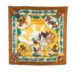 Hermès AB Hermès Brown Silk Fabric Feria de Sevilla Scarf France