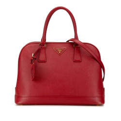 Prada B Prada Red Saffiano Leather Lux Dome Bag Italy