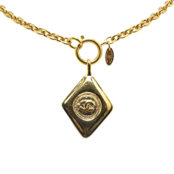 Chanel B Chanel Gold Gold Plated Metal CC Diamond Pendant Necklace France