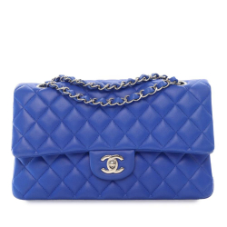 Chanel AB Chanel Blue Lambskin Leather Leather Medium Classic Lambskin Double Flap France