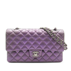 Chanel AB Chanel Purple Lambskin Leather Leather Medium Classic Iridescent Lambskin Double Flap France