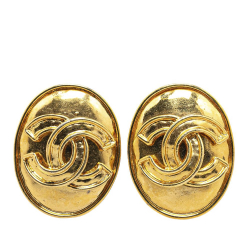 Chanel B Chanel Gold Gold Plated Metal CC Clip On Earrings France