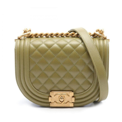 Chanel A Chanel Green Olive Green Caviar Leather Leather Small Quilted Caviar Messenger Bag Italy