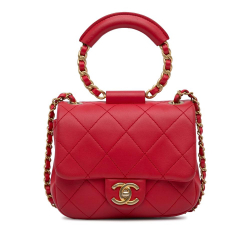 Chanel B Chanel Red Lambskin Leather Leather Mini In the Loop Flap Bag Italy