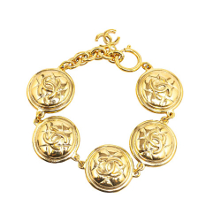 Chanel B Chanel Gold Gold Plated Metal Medallion Bracelet France