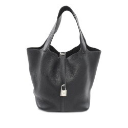 Hermès AB Hermès Black Calf Leather Clemence Picotin 22 France