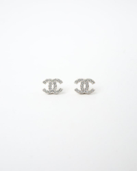 Chanel Coco Rhinestone Silver Earring