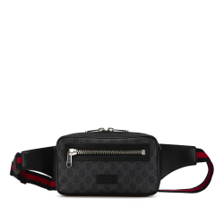 Gucci AB Gucci Black Coated Canvas Fabric GG Supreme Web Belt Bag Italy