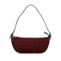 Fendi B Fendi Red Canvas Fabric Zucchino Shoulder Bag Italy