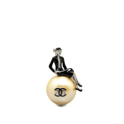 Chanel B Chanel White Pearl with Silver Faux Pearl Other Silver Plated and CC Mademoiselle Brooch France