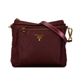 Prada B Prada Red Burgundy Nylon Fabric Tessuto Pocket Crossbody Italy