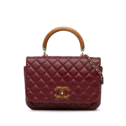 Chanel B Chanel Red Lambskin Leather Leather Quilted Lambskin Knock on Wood Satchel France