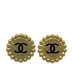 Chanel B Chanel Gold Gold Plated Metal CC Clip On Earrings France