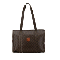 Celine B Celine Brown Coated Canvas Fabric Macadam Tote Italy