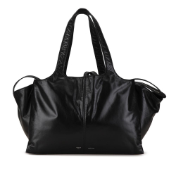 Celine B Celine Black Calf Leather Medium Paperweight Trifold Tote Italy