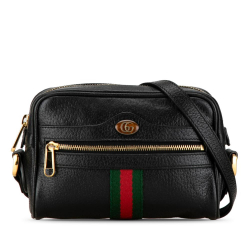 Gucci B Gucci Black Calf Leather Mini Ophidia Crossbody Bag Italy