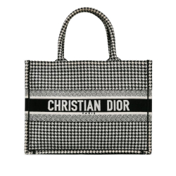 Christian Dior AB Dior Black Canvas Fabric Medium Houndstooth Book Tote Italy