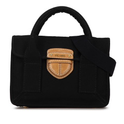 Prada B Prada Black Canvas Fabric Canapa Satchel Italy