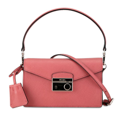 Prada B Prada Pink Saffiano Leather Lux Sound Satchel Italy