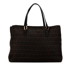 Fendi B Fendi Brown Dark Brown Canvas Fabric Zucchino Tote Italy