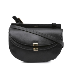 Chloé B Chloé Black Calf Leather skin Georgia Double Flap Crossbody Italy