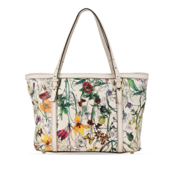 Gucci B Gucci White Calf Leather Small Flora Nice Tote Italy